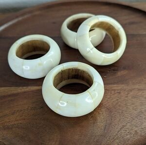 Set of Four White Chunky Bone Napkin Rings